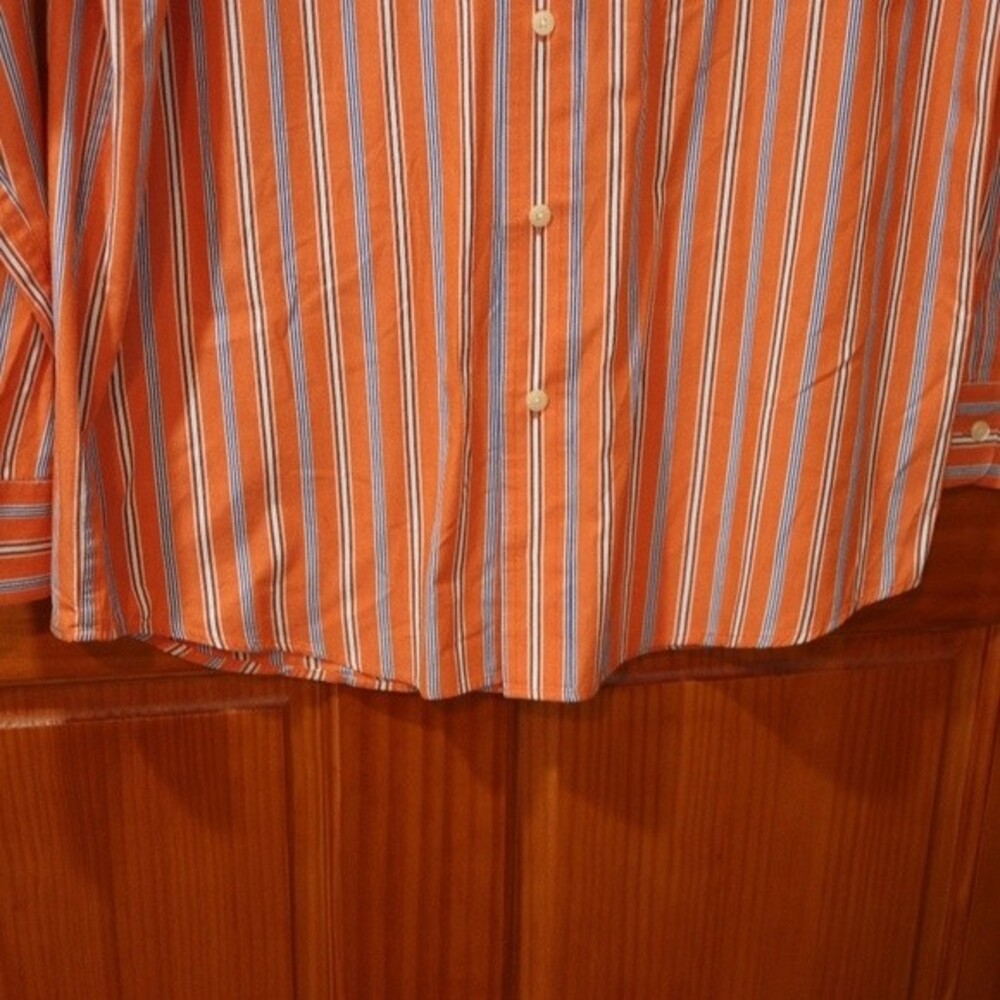 Chaps Orange Striped Button Down Collared Mens Sh… - image 3